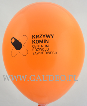 Balon z jednokolorowym nadrukiem.